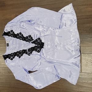 Sexy lilac open v-neck long sleeve chemis